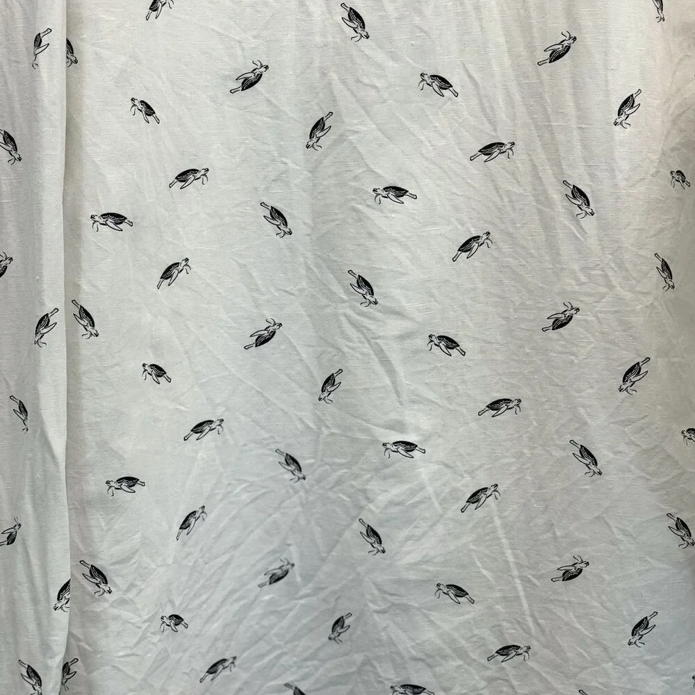 Banana Republic Shirt Mens XL White Linen Slim Fit Turtles Coastal Preppy Resort